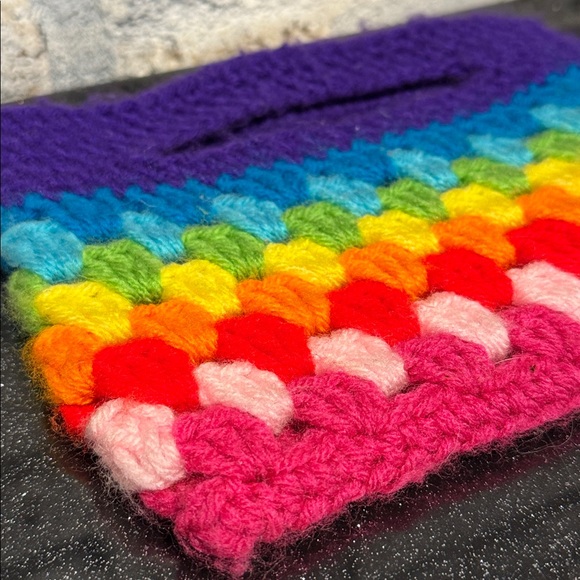 70s Colorful Crochet Mini Handbag - Picture 2 of 5